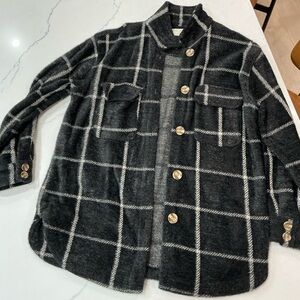 Z Supply Black Windowpane Plaid Button-Up Shacket